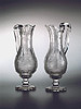 A wonderful pair of Bohemian glass jugs